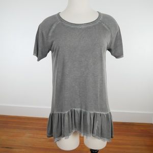 Anthro Dantelle Burnout Peplum Tunic Grey Medium